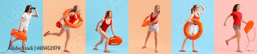 Set of female lifeguards on...
