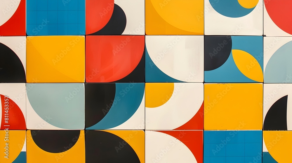 Fototapeta premium Vibrant Geometric Patterns in Striking Color Palette