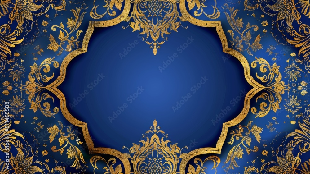 vector illustration of a royal blue and gold floral pattern with an ...