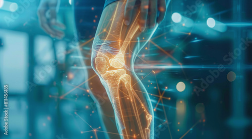 Illustration of knee pain. Concept of arthritis and sports trauma injury photo