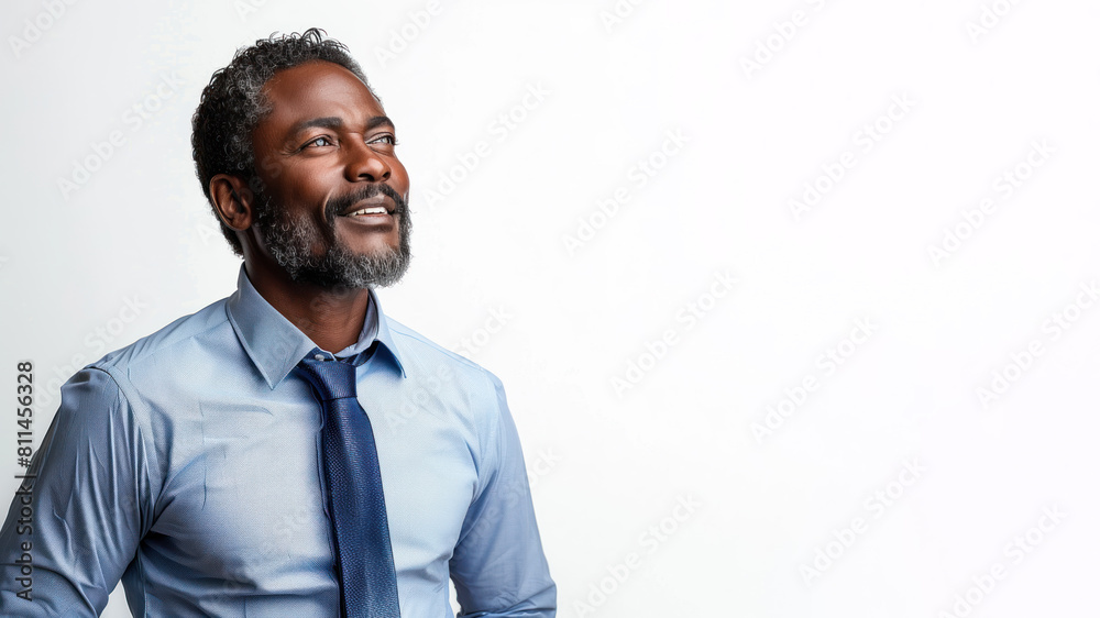Side view portrait of senior african businessman looking at the future Side view portrait of senior african businessman looking at the future