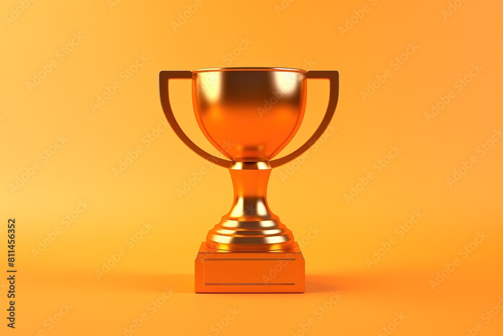3D Render of Trophy Award Stands Out on Orange Background 3D Render of Trophy Award Stands Out on Orange Background