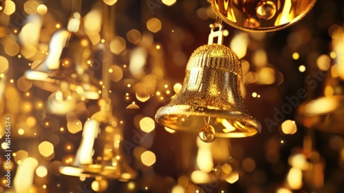 Wallpaper Mural Shiny isolated Christmas bells embodying the holiday spirit with golden elegance Torontodigital.ca