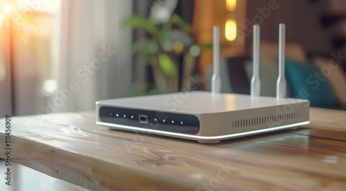 Advanced fast broadband wireless router. Concept of new technology and fast network connectivity.