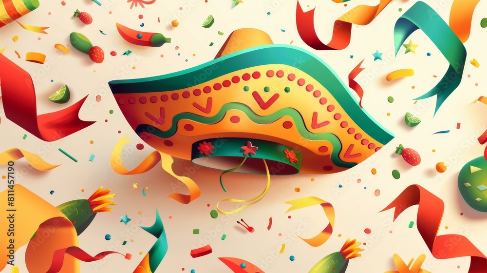 Celebrate Cinco de Mayo with this festive banner featuring a sombrero , Ai Generated Celebrate Cinco de Mayo with this festive banner featuring a sombrero , Ai Generated