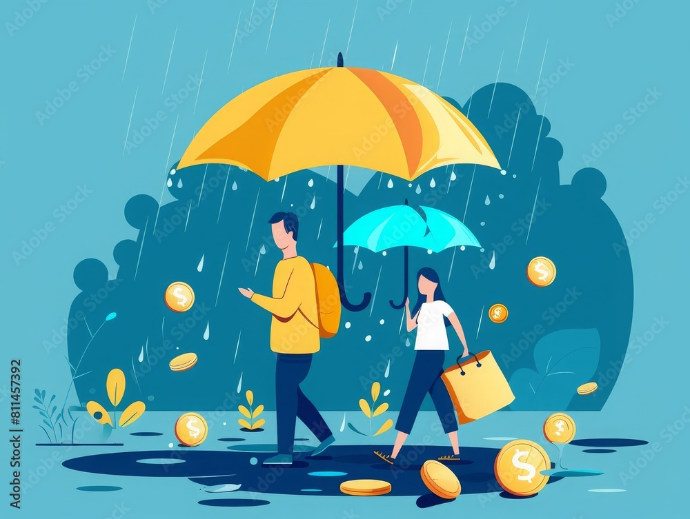 Naklejka premium Finance insurance policies flat design side view risk protection theme water color Complementary Color Scheme