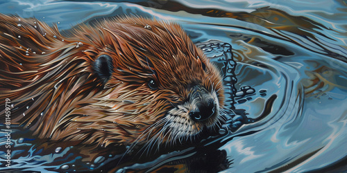 an oil painting of happy beaver, generative AI © VALUEINVESTOR