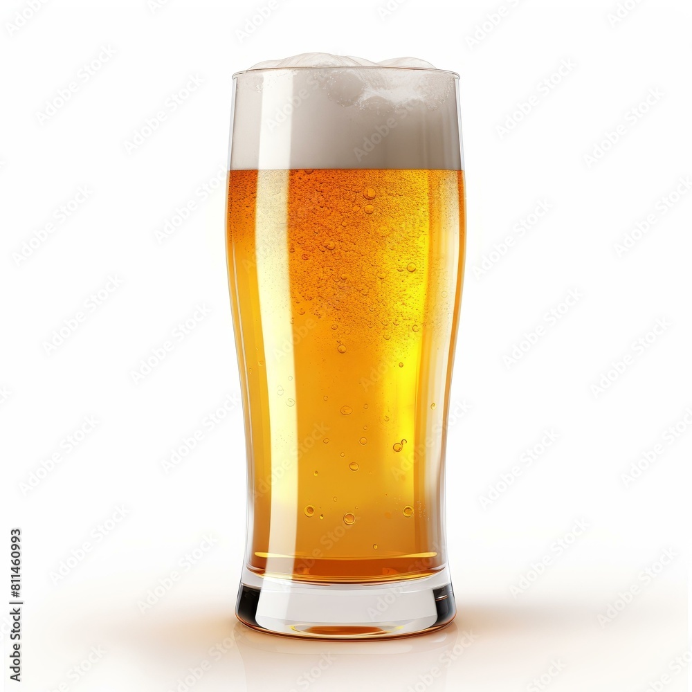 Enjoy a refreshing, frothy glass of beer, perfectly isolated on a pristine white background, Ai Generated Enjoy a refreshing, frothy glass of beer, perfectly isolated on a pristine white background, Ai Generated