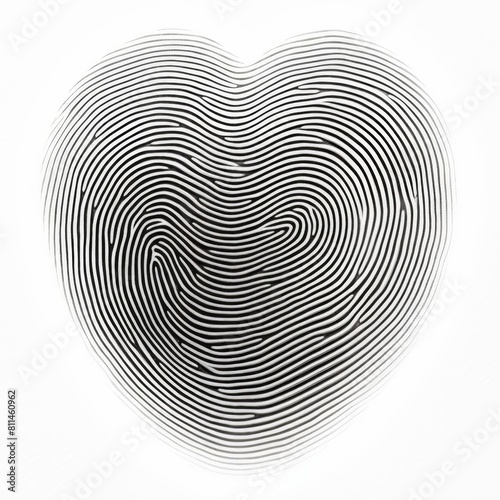 A unique fingerprint heart design isolated on a pristine white background, Ai Generated