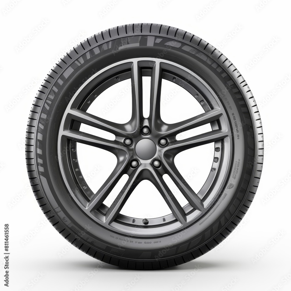 Pristine car tire showcased alone against a white backdrop, AI Generated.