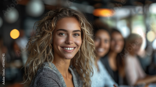 Smiling diverse colleagues gather in boardroom brainstorm discuss financial statistics together