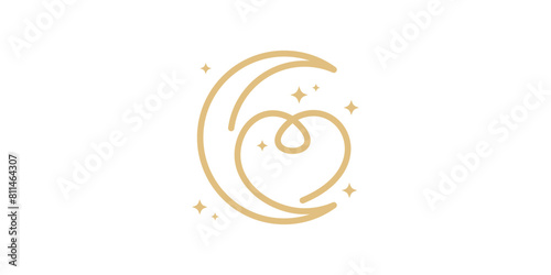 logo design moon love, dream, night, star, logo design icon, vector, symbol, idea.