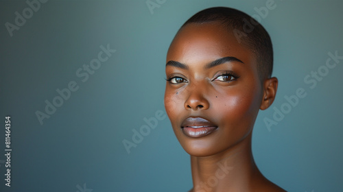 Portrait of a bald African American woman looking confident 