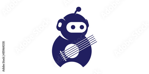 logo design robot guitar, technology, modern, music, logo design icon, vector, symbol, idea.