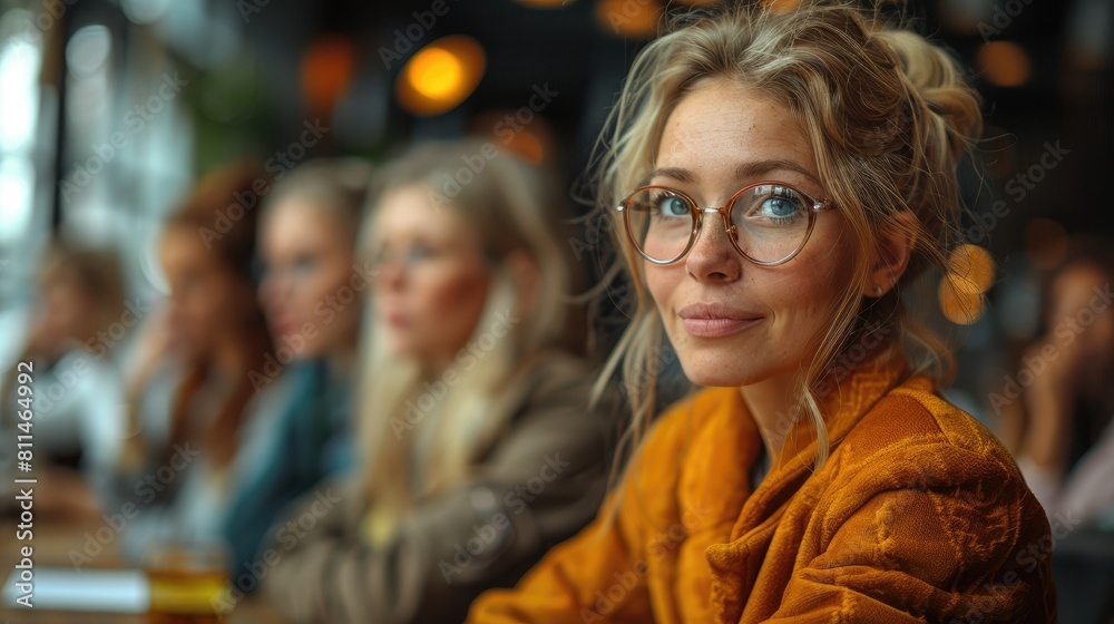 Confident businesswoman in glasses looking at camera Confident businesswoman in glasses looking at camera