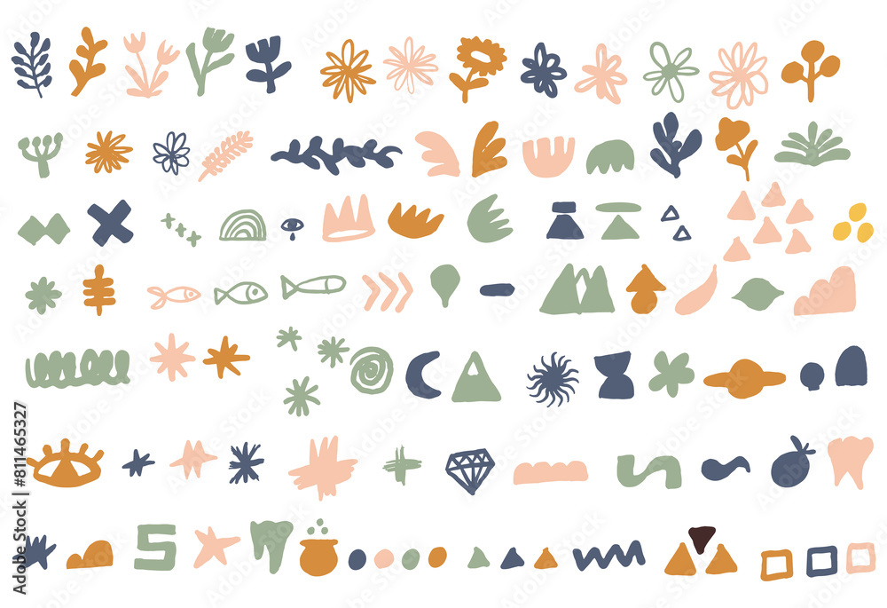 Hand drawn organic shape modern boho design elements Hand drawn organic shape modern boho design elements