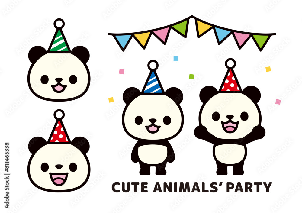 illustration of cute panda wearing party hat illustration of cute panda wearing party hat