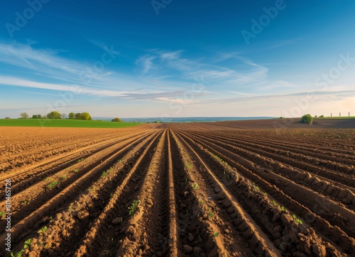 Photo of plowed fields. Styles to make the dirt rows on the field.