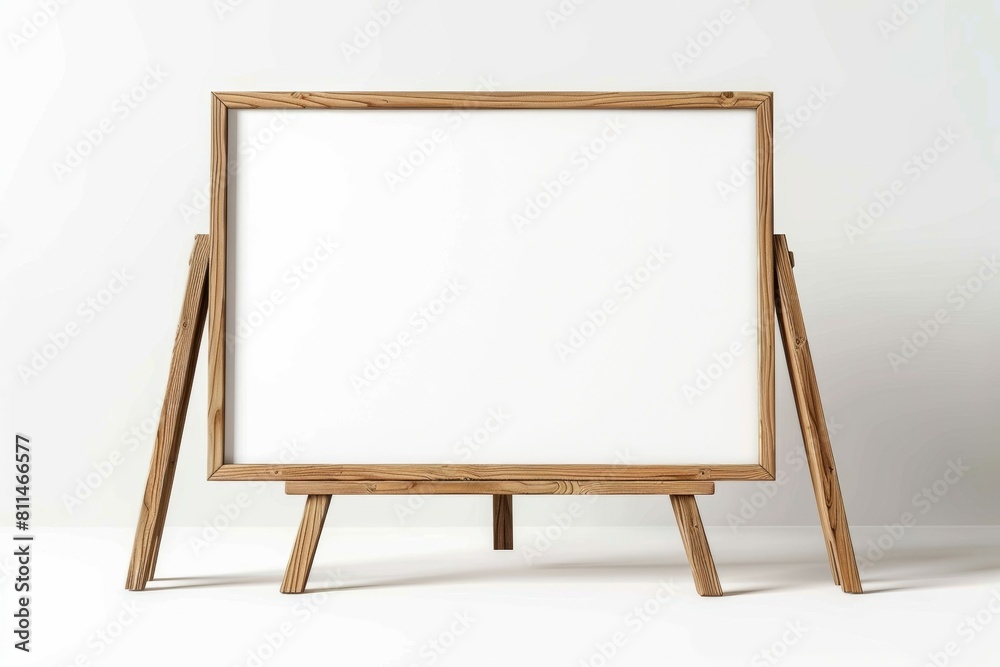 A wooden frame with a white board inside, mockup A wooden frame with a white board inside, mockup