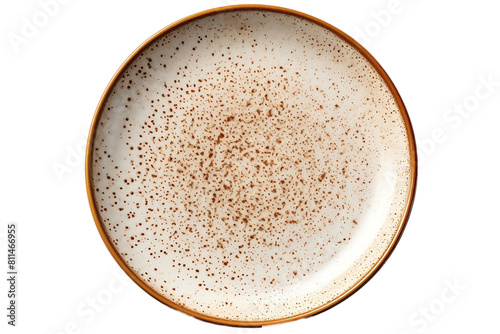 High-angle view of an empty shallow ceramic bowl