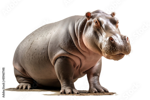 Magnificent creature  hippopotamus on a white canvas  isolated on white background or png transparent background.
