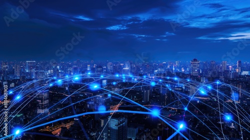 Cityscape communication network , Smart city digital transformation Telecommunication IoT