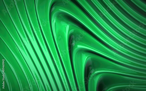 Abstract background green wave glossy and shiny plastic texture.