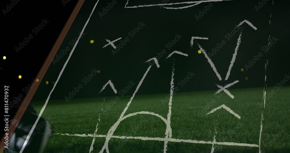 Obraz premium Image of networks of connections over football player