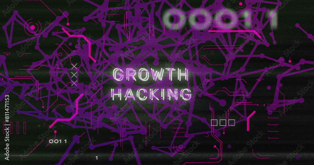 Image of growth hacking text and data processing over computer motherboard Image of growth hacking text and data processing over computer motherboard