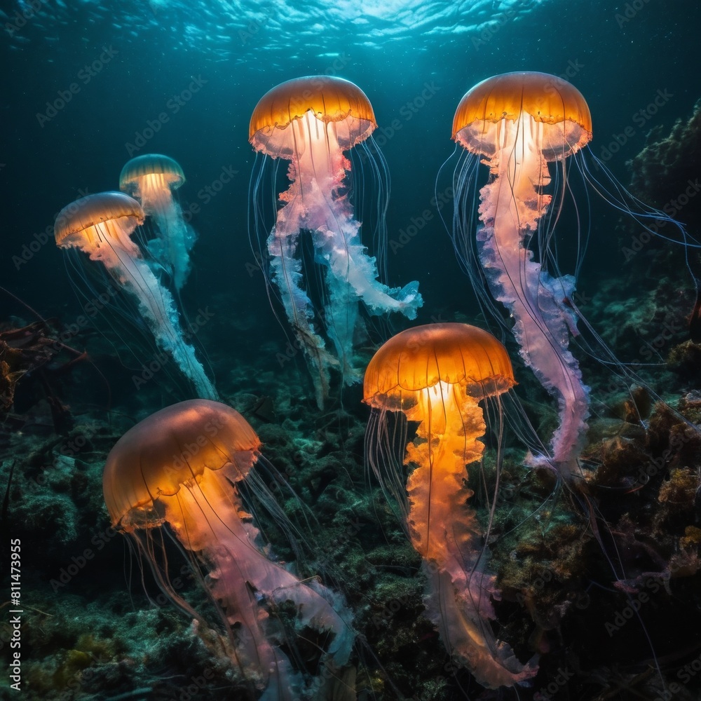 jellyfish in the sea jellyfish in the sea