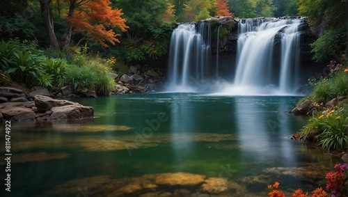 Nature   s Palette  Capture the vibrant hues of natural landscapes  such as a rainbow stretching across a waterfall  a colorful garden filled with flowers  or a rainbow reflected in a serene lake.