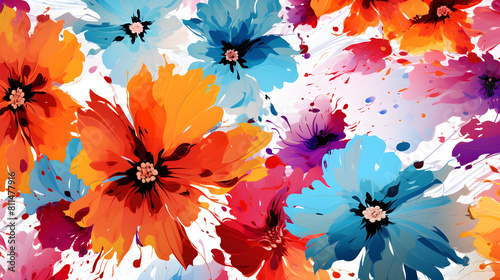 Artistic vivid colours abstract oil painting flower