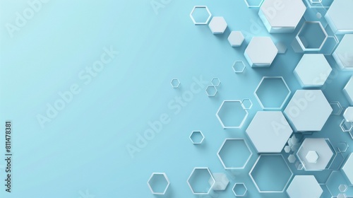 Abstract light blue background with a hexagon pattern for technology, science and medical concept design. Vector illustration in the style of white color vector.
