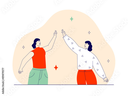 Young girls enjoying wining. Happiness vector illustration