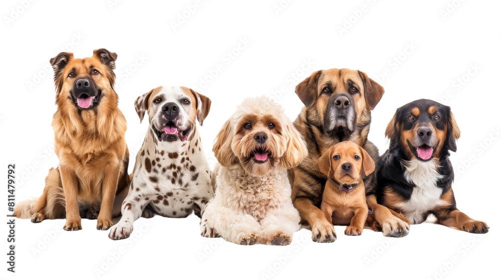 Group of dogs isolated on transparent background Group of dogs isolated on transparent background