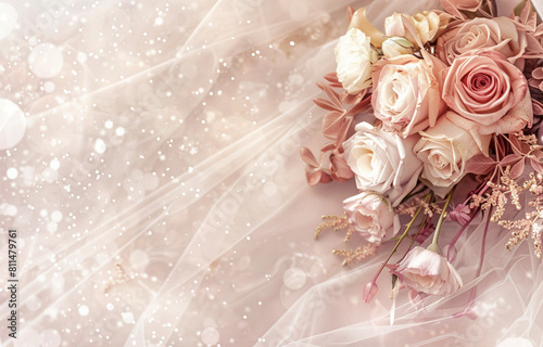 Dreamy Floral Composition with Sparkles and Soft Roses