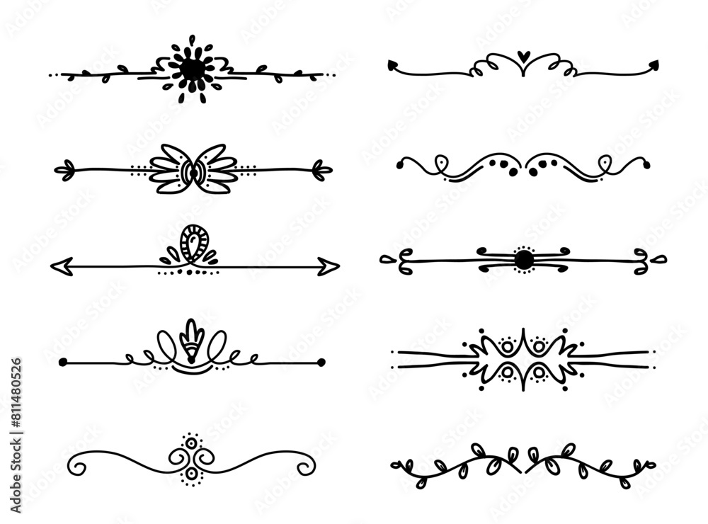 Hand drawn ornamental divider with arrows