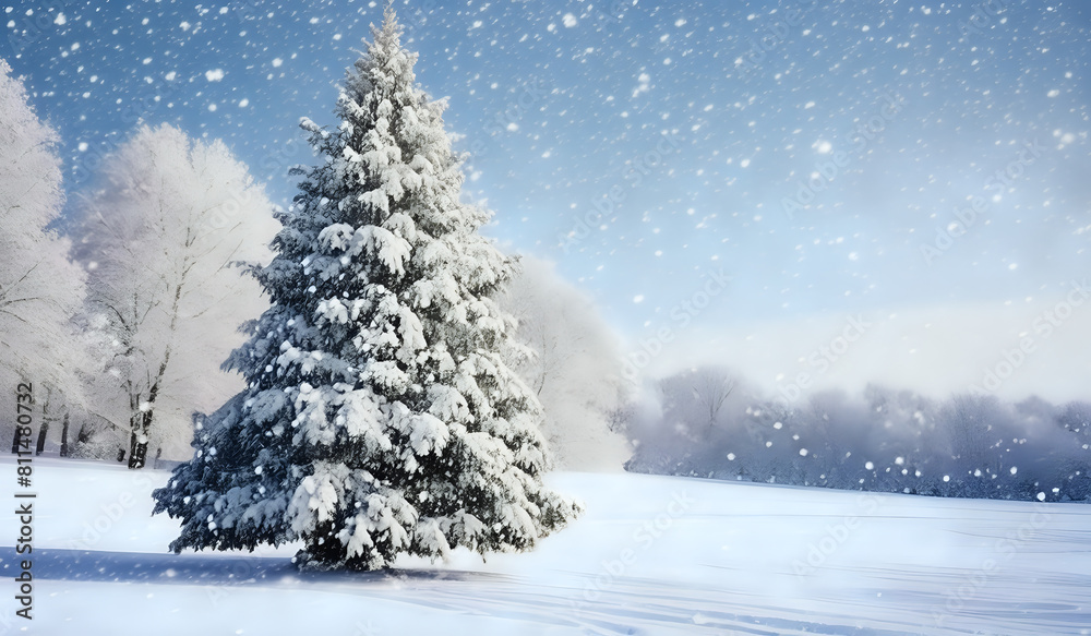 christmas tree with snow or christmas tree in snow