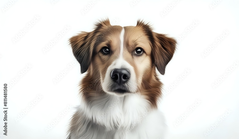 portrait of a dog, close up of a dog white background, dog on white background
