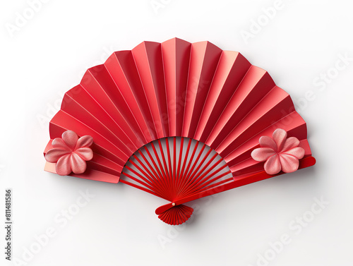 Happy chinese new year gift concept oriental asian style paper fans traditional decor