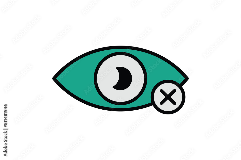 vision loss icon. eye with cross. icon related to elderly. flat line icon style. old age element illustration