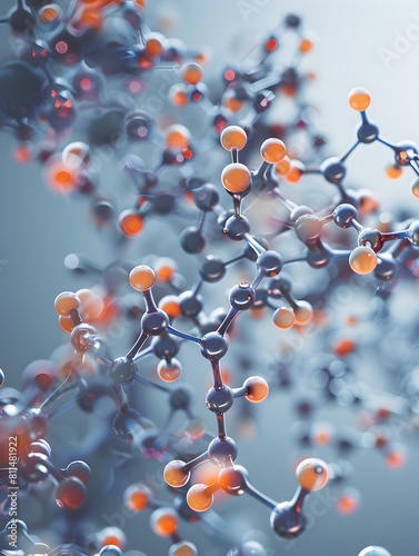 Intricate Molecular Structure in Vibrant Digital Artwork