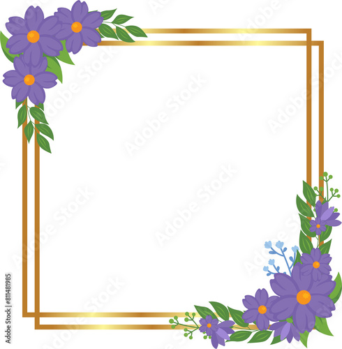 Gold Floral Invitation Wedding Frame