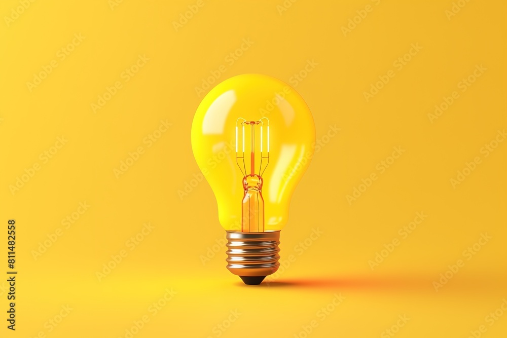 Lightbulb on Yellow Background, Inspiring Creativity, Motivation, and Inspiration