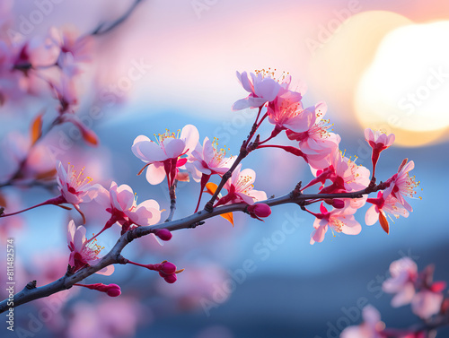Branch of beautiful pink flower