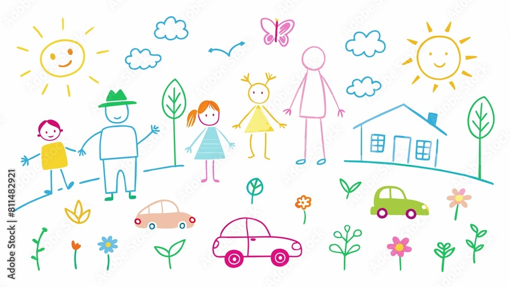 Naive Charm, A Child's Chalk Masterpiece Naive Charm, A Child's Chalk Masterpiece