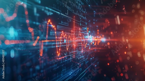 A powerful image depicting a heartbeat line seamlessly transitioning into a complex array of digital AI code  