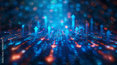 A concept of digital traffic or exchange a business growth. blue background with arrows