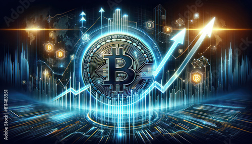 Bitcoin funds or spot ETF price, trading concept, graph chart on the trading board, buying and selling banner information, exchange lists, investment