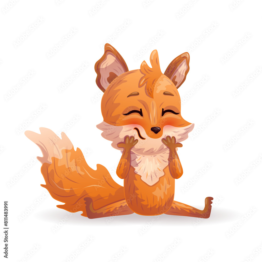 Fototapeta premium Happy cartoon fox character. Vector illustration